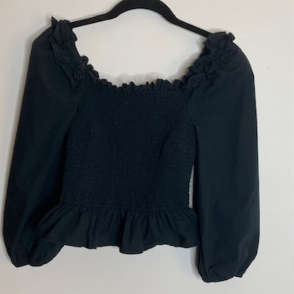 The Drop Black Ruffle Smocked Top Size XS - Picture 2 of 8